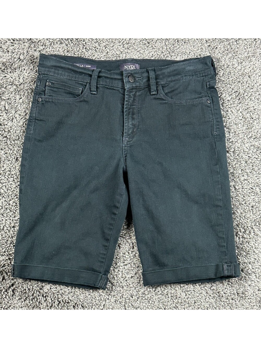 NYDJ Briella Roll Cuff Shorts Womens 4 Black Lift Tuck Bermuda Stretch Jean